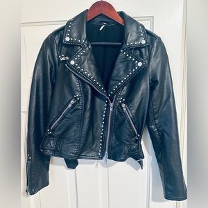 Free People Vegan Leather Studded Moto Jacket